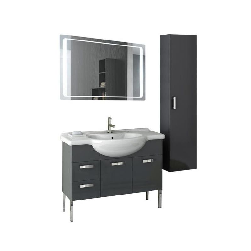 ACF by Nameeks PH44 Phinex 39-6\/15 Wall Mounted Vanity Set with Wood Cabinet, C Glossy Anthracite Fixture Single