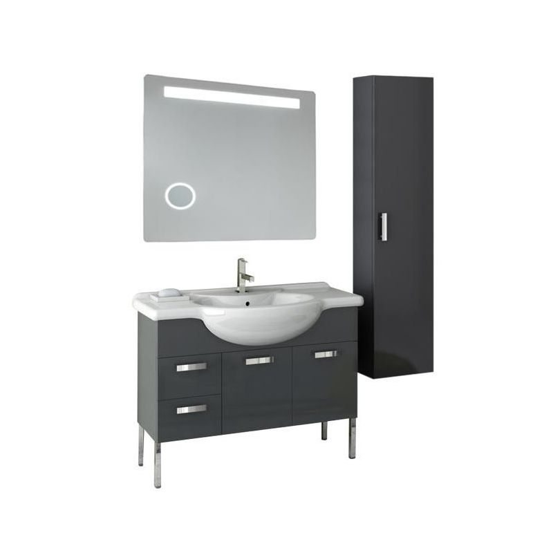 ACF by Nameeks PH45 Phinex 39-6\/15 Wall Mounted Vanity Set with Wood Cabinet, C Glossy Anthracite Fixture Single