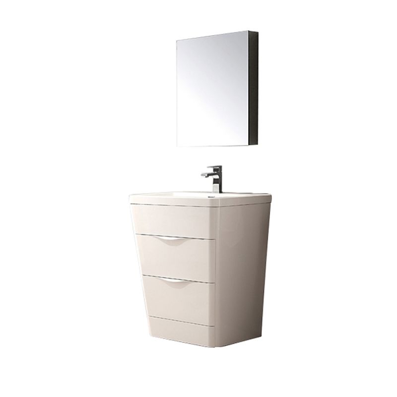 Fresca FVN8525 25-1\/2 Wide Free Standing Vanity Set with Engineered Stone Cabin Glossy White Fixture Single