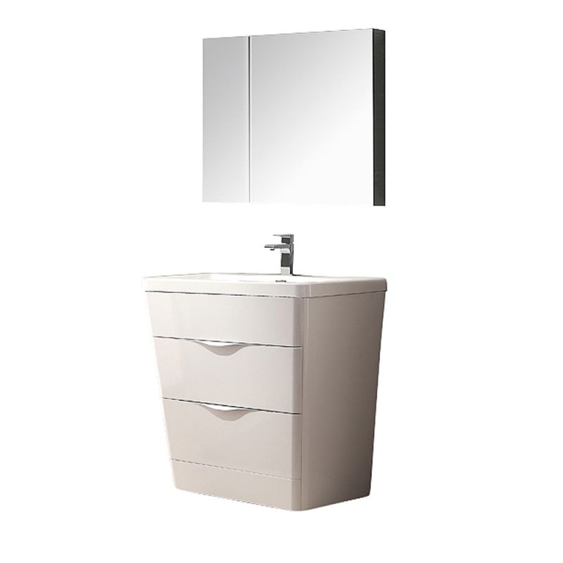 Fresca FVN8532 31-1\/2 Wide Free Standing Vanity Set with Engineered Stone Cabin Glossy White Fixture Single