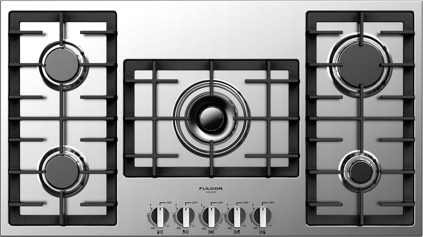 Fulgor Milano F4GK361 36 Inch Wide Gas Cooktop with Electric Re-Ignition from th Stainless Steel Cooktops Gas