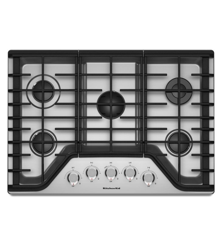 KitchenAid KCGS350E 30 Inch Wide Gas Cooktop with 17K BTU Multiflame Burner Stainless Steel Cooktops Gas