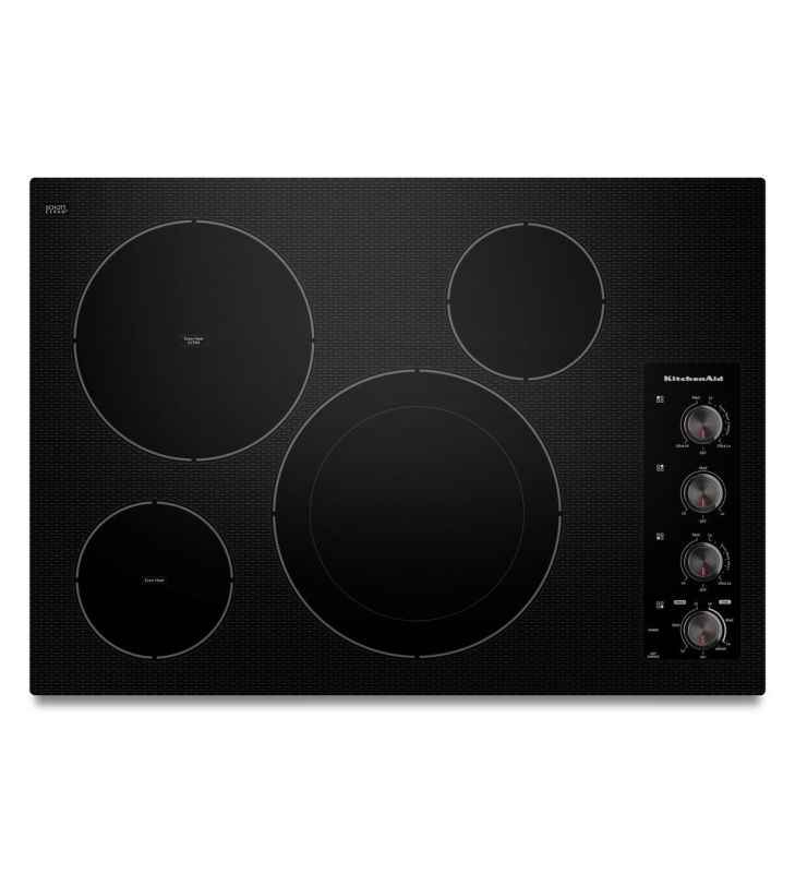 KitchenAid KECC604B 30 Inch Wide Electric Cooktop with Double-Ring Round Element Black Cooktops Electric