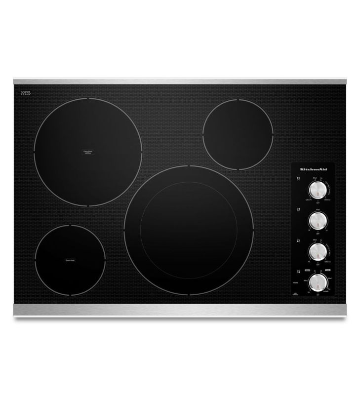 KitchenAid KECC604B 30 Inch Wide Electric Cooktop with Double-Ring Round Element Stainless Steel Cooktops Electric