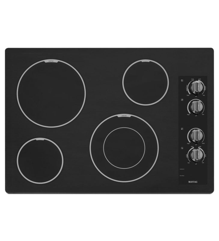 Maytag MEC7430B 30 Inch Wide Electric Cooktop with Speed Heat Element Black Cooktops Electric