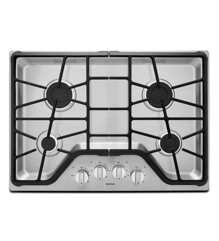 Maytag MGC7430D 30 Inch Wide Four Burner Gas Cooktop with 15,000 BTU Power Burne Stainless Steel Cooktops Gas