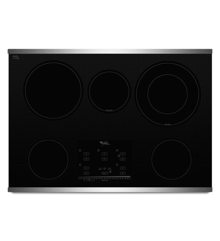 Whirlpool G9CE3065X 30 GoldA Series Electric Ceramic Glass Cooktop with Tap Tou Stainless Steel Cooktops Electric