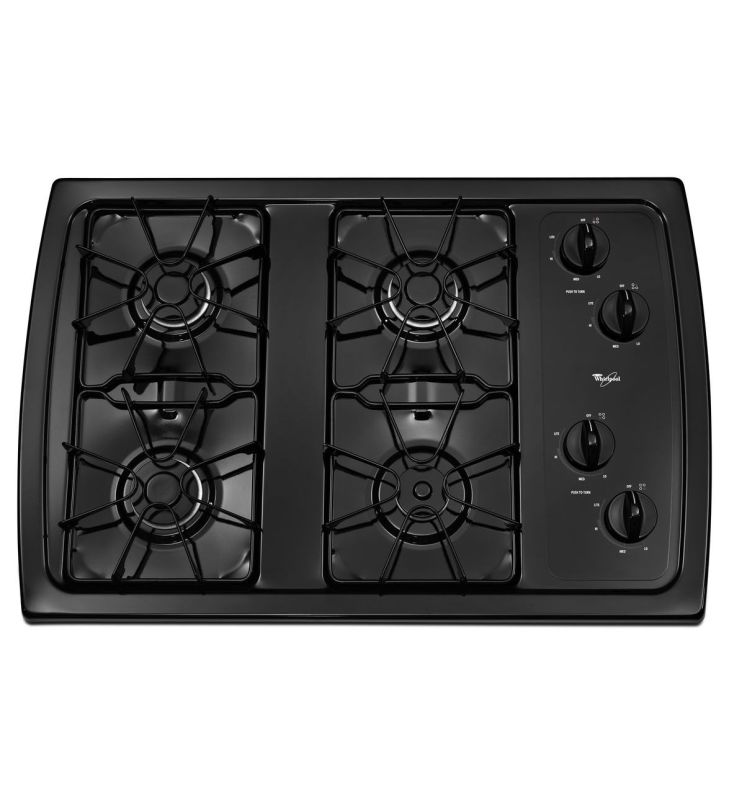 Whirlpool W3CG3014X 30 Gas Cooktop With 5,000 BTU AccuSimmerA Burner Black Cooktops Gas