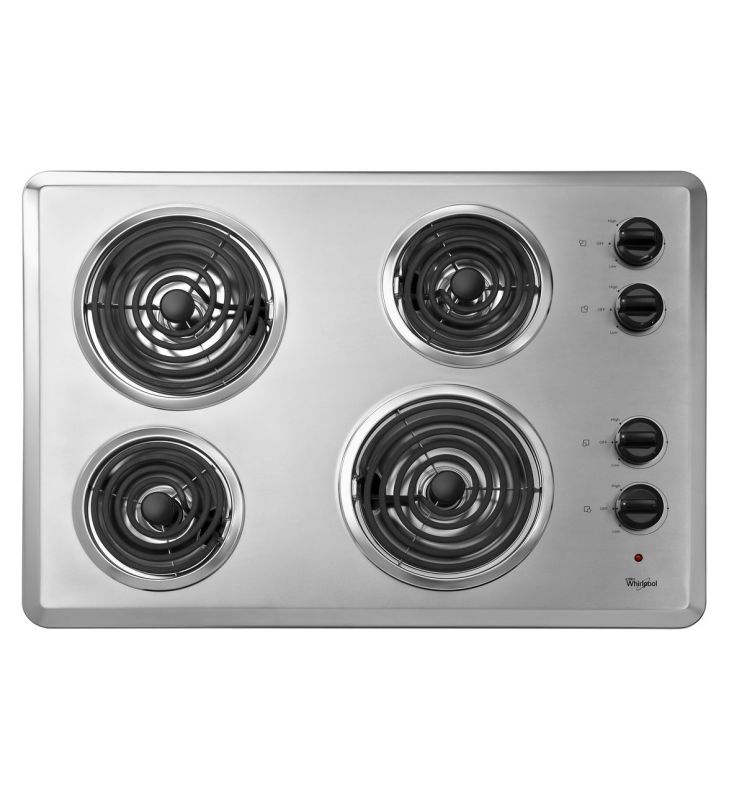 Whirlpool WCC31430A 30 Electric Cooktop with Dishwasher Safe Knobs Chrome Cooktops Electric