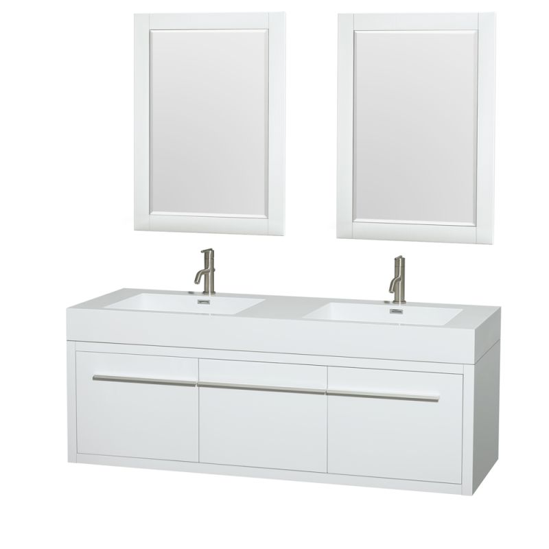Wyndham Collection WCR430060DARINTM24 60 Wall Mounted Vanity Set with MDF Cabin Glossy White Fixture Double