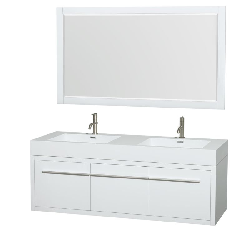 Wyndham Collection WCR430060DARINTM58 Axa 60 Double Vanity Cabinet Set - Includ Glossy White Fixture Double