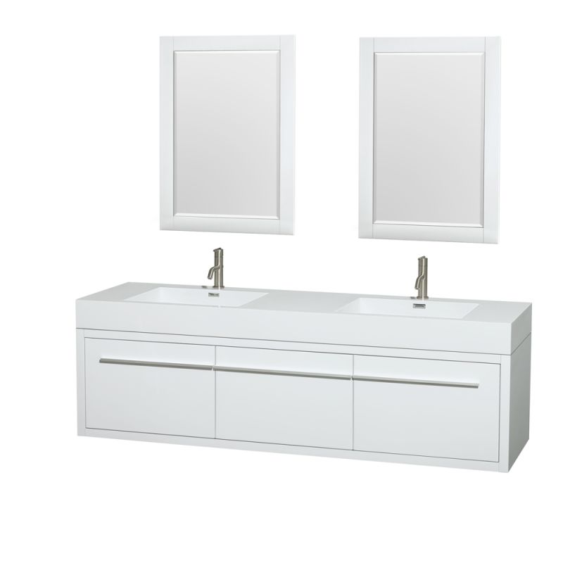 Wyndham Collection WCR430072DARINTM24 72 Wall Mounted Vanity Set with MDF Cabin Glossy White Fixture Double