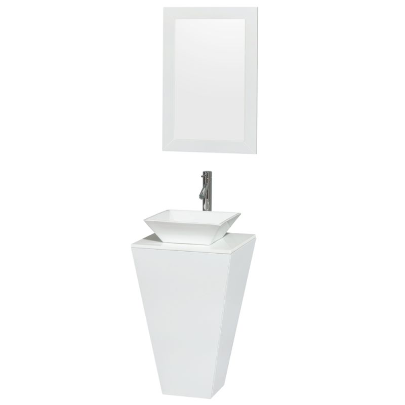 Wyndham Collection WC-CS004 20 Esprit Floor-Standing Pedestal Vanity Set - Incl Glossy White \/ White Stone Top Fixture Single