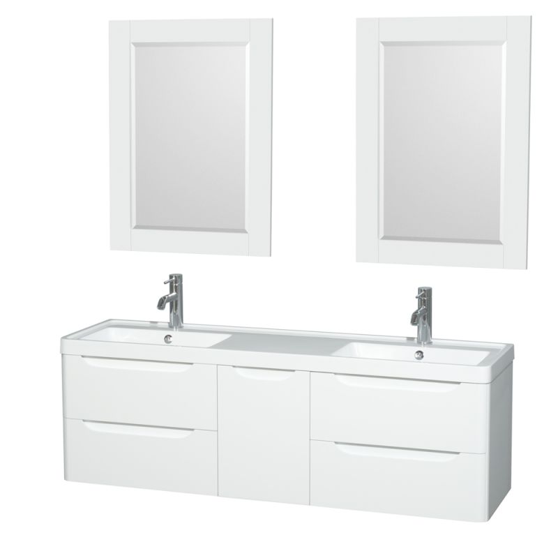 Wyndham Collection WCS777760DARINTM24 Murano 60 Free Standing Vanity Set with W Glossy White Fixture Double